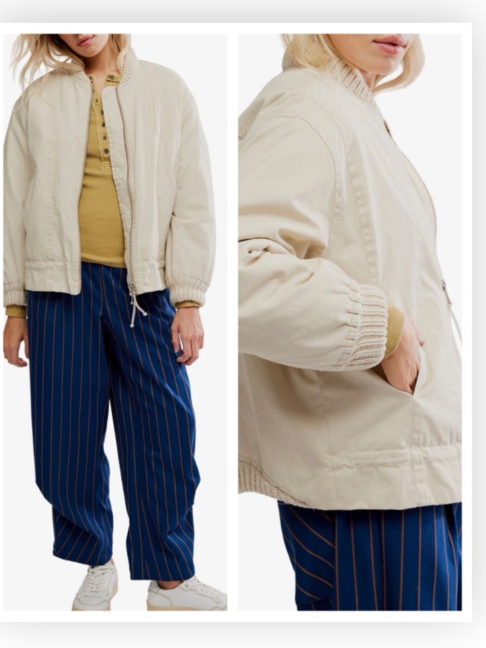 FREE PEOPLE We The Free Jax Washed Bomber / Almond Flour $198